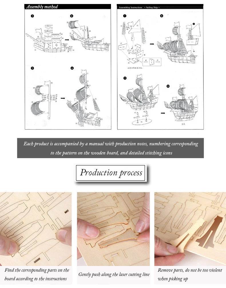 Diy 3d wooden puzzle for Assembly Puzzle Laser Cutting Sailing Ship Biplane Steam Locomotive Train Toy diy Kit for adults Child - AIAZ