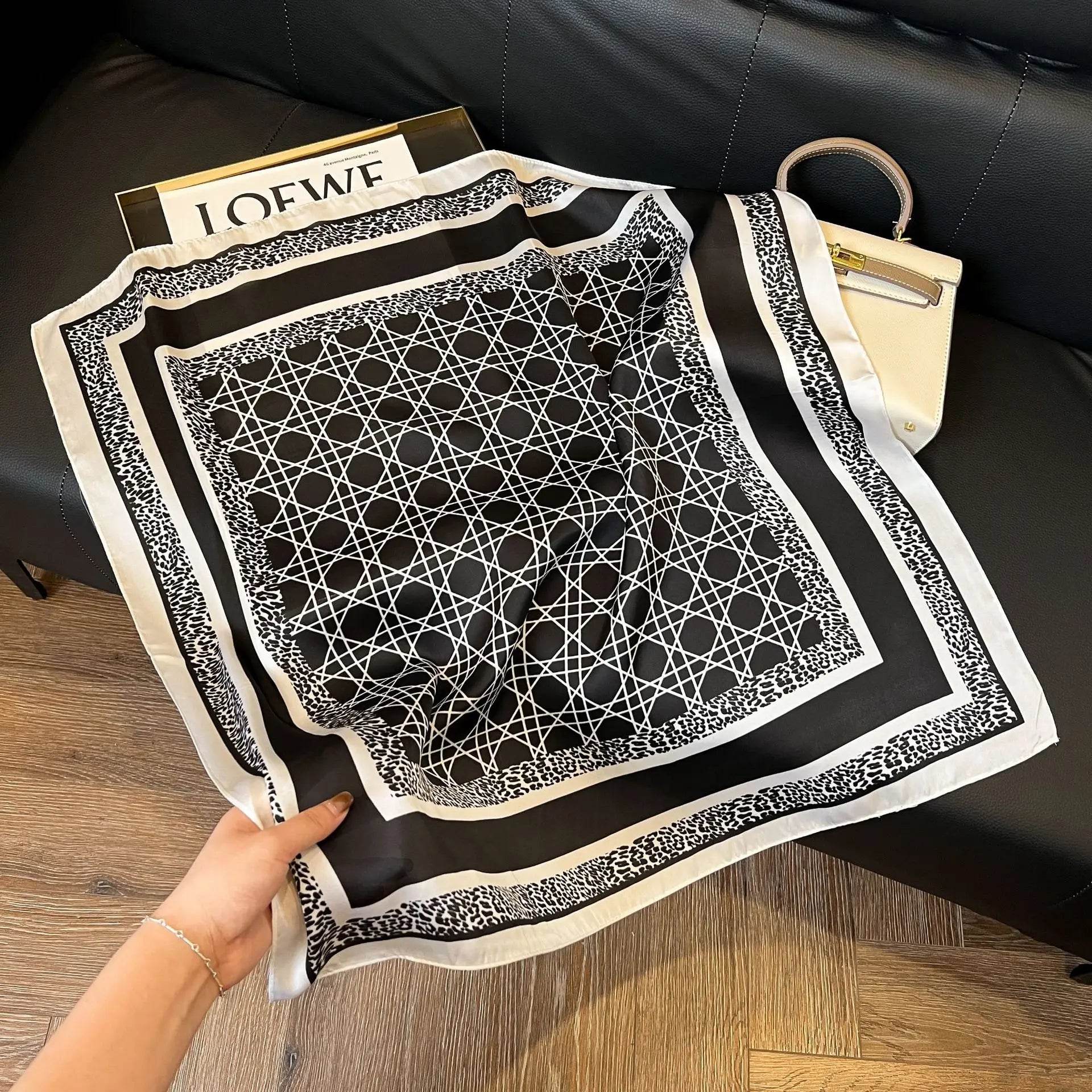 2024 New Leopard Print Square Scarf Women's Imitation Silk Scarf Casual Versatile Decoration Small Neck Scarf 70CMx70CM - AIAZ