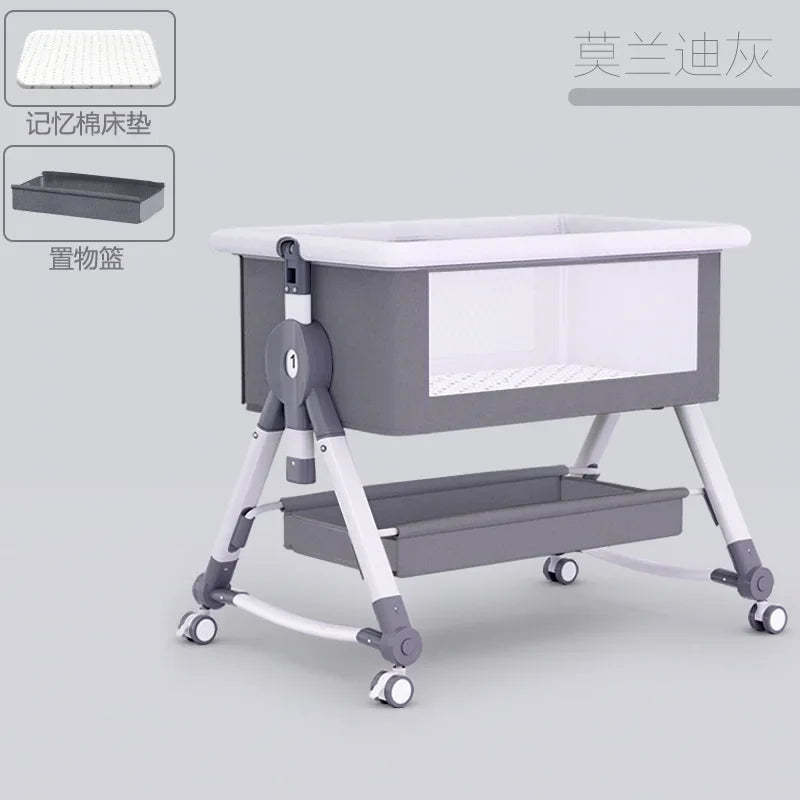 Newborn Bed Splicing Large Bed Baby Rocking  Children's Cradle  Multifunctional Movable and Foldable