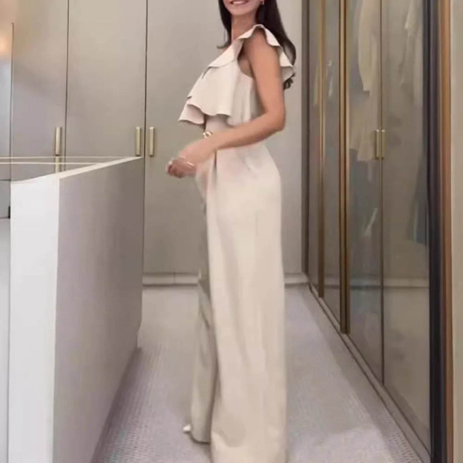 Women Sleeveless Long Jumpsuit 2025 Summer Wide Leg Pant Casual Waisted Tank Rompers Playsuit Office Lady Elegant Pocket Overall - AIAZ