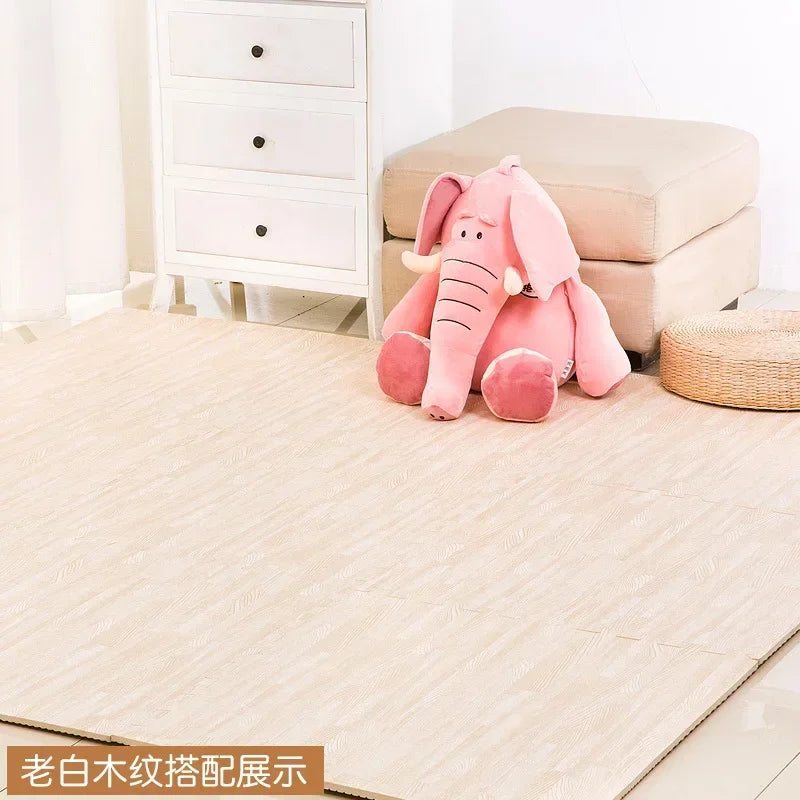 Wooden Baby EVA Foam Play Gym Puzzle Mat Interlocking Exercise Tiles Crawling Carpet for Kids Game Activity Soft Floor 30x30x1cm