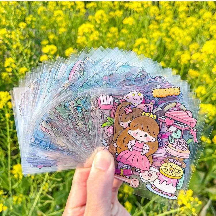 100 PCS Kawaii Stationery Stickers Back to School Supplies Adhesive Paper Cartoon Pattern Decoration Aesthetic DIY Scrapbook - AIAZ