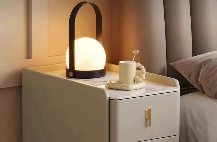 Nordic Style Intelligent Solid Wood Bedside Table Faux Leather 3 Drawers Nightstands with Wireless Charging Side Storage Cabinet