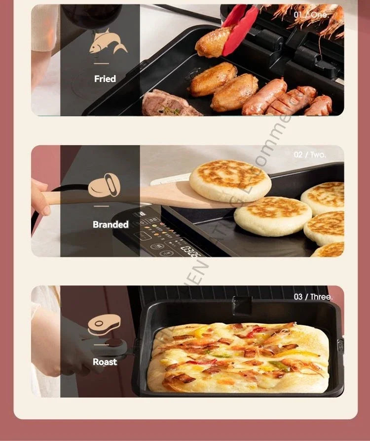 Home Appliance The Upper And Lower Plates Of The Electric Baking Pan Can Be Disassembled And Washed To Deepen The Plate