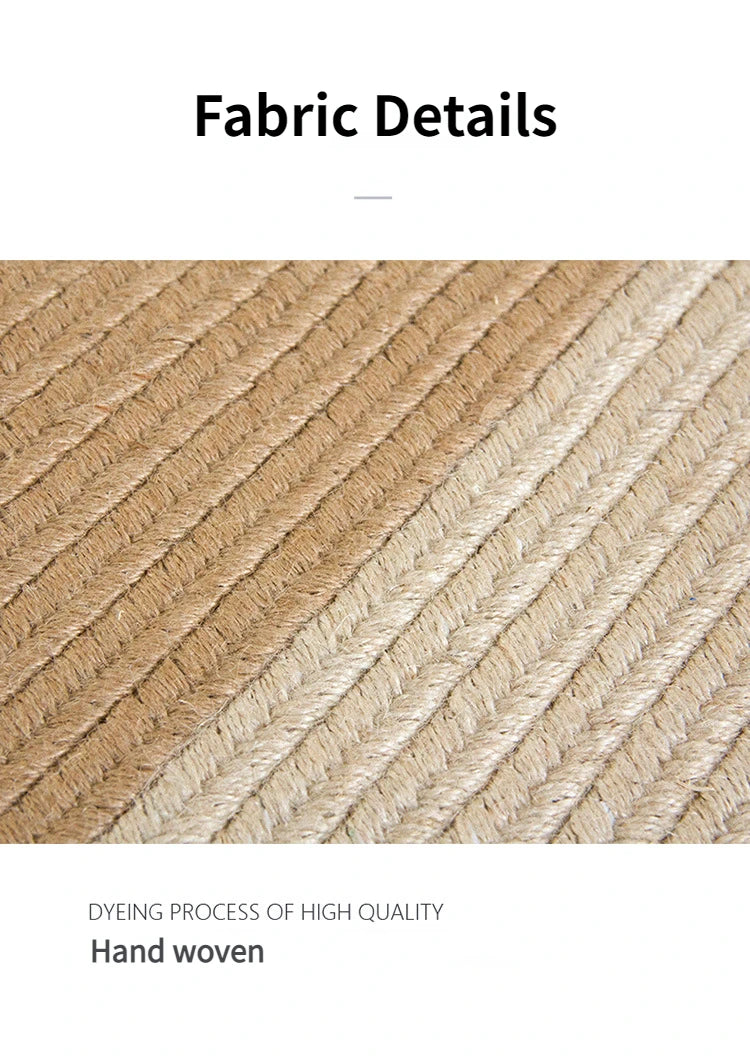 Living Room Carpet Home Decoration Natural Jute Hand Woven Bedroom Rug Fashion Minimalism Wear-resistant Durable Breathable Mat