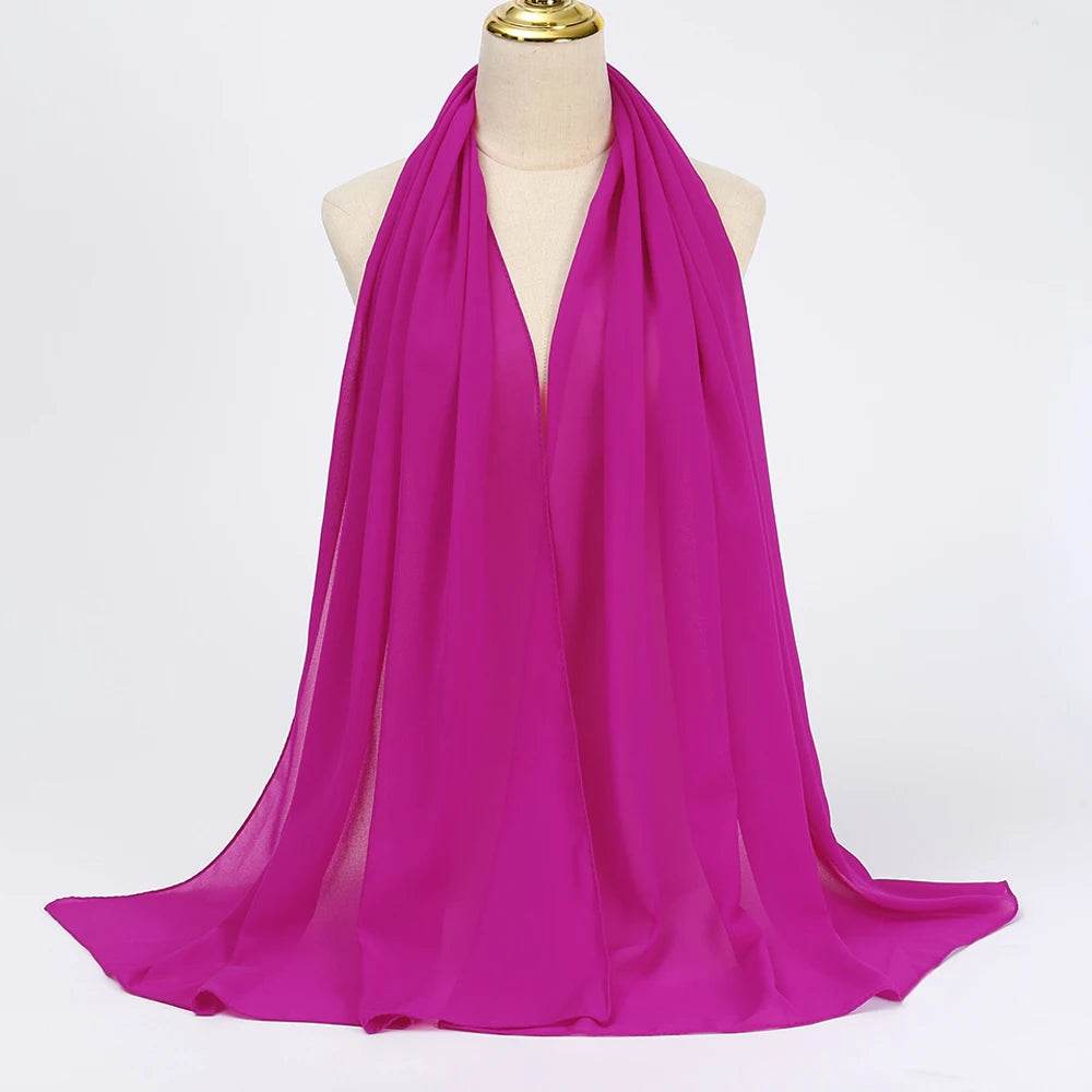 Muslim Chiffon Hijab Scarf Women Long Solid Color Head Wrap For Women Hijabs Scarves Ladies Muslim Veil Jersey Hijabs - AIAZ