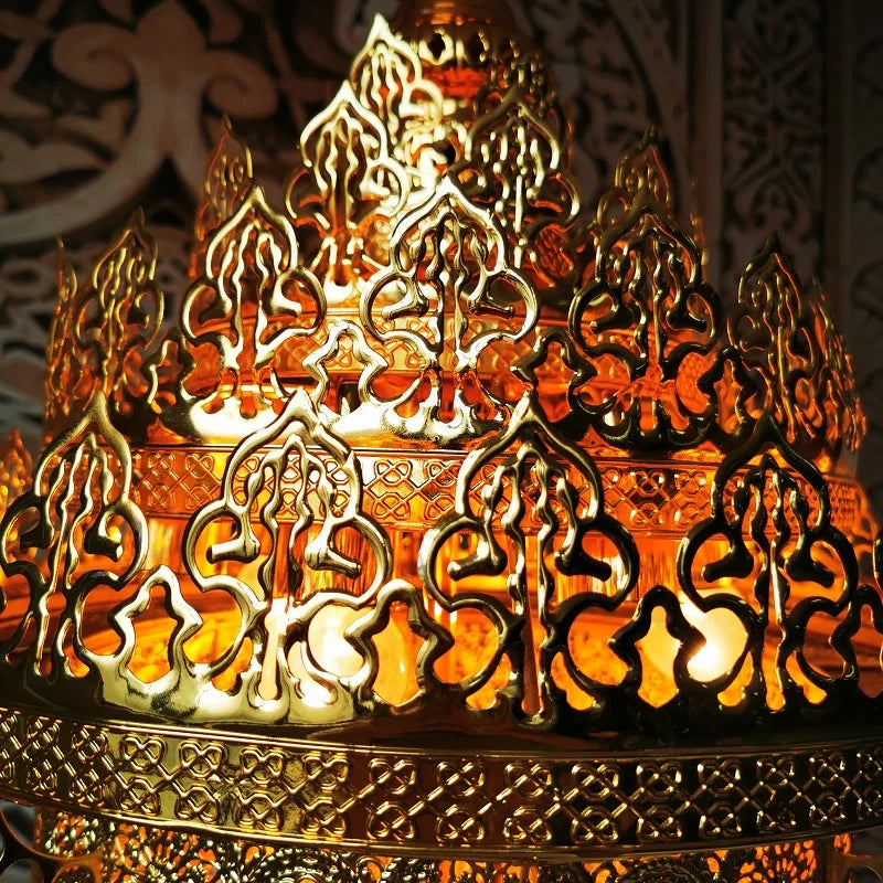 Retro Hollow Carved Pendant Light Hotel Villa Buddha Hall Loft Restaurant Home Decor Gold Ceiling Chandelier Lighting Fixture