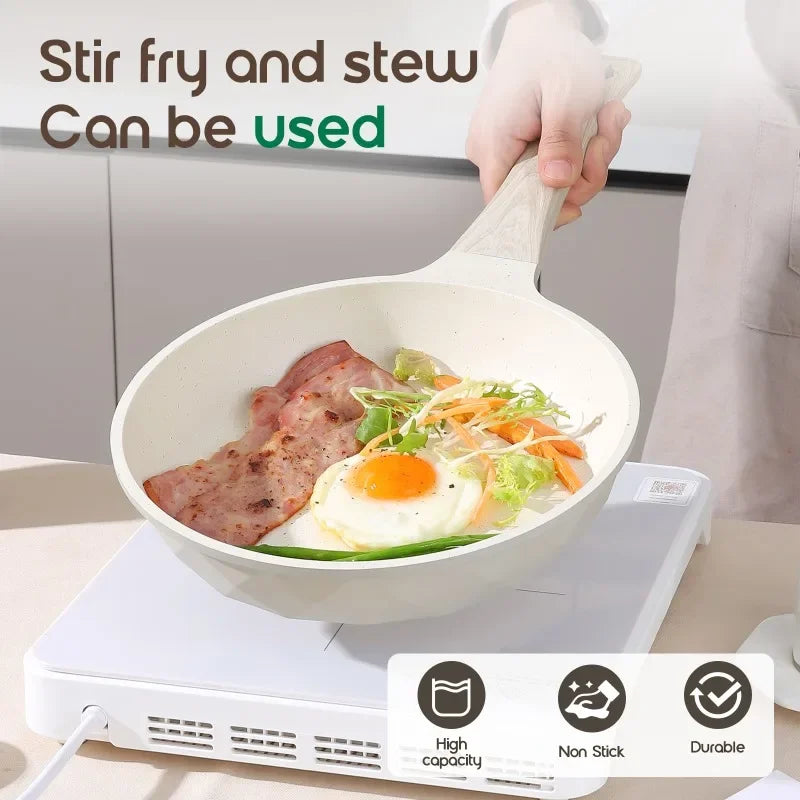 DONNOR Non Stick Uncoated Deep Frying Pan Fish Pot Milk Pot Cookware Sets Stove Universal Soup Pot Removable Kitchen Cookware