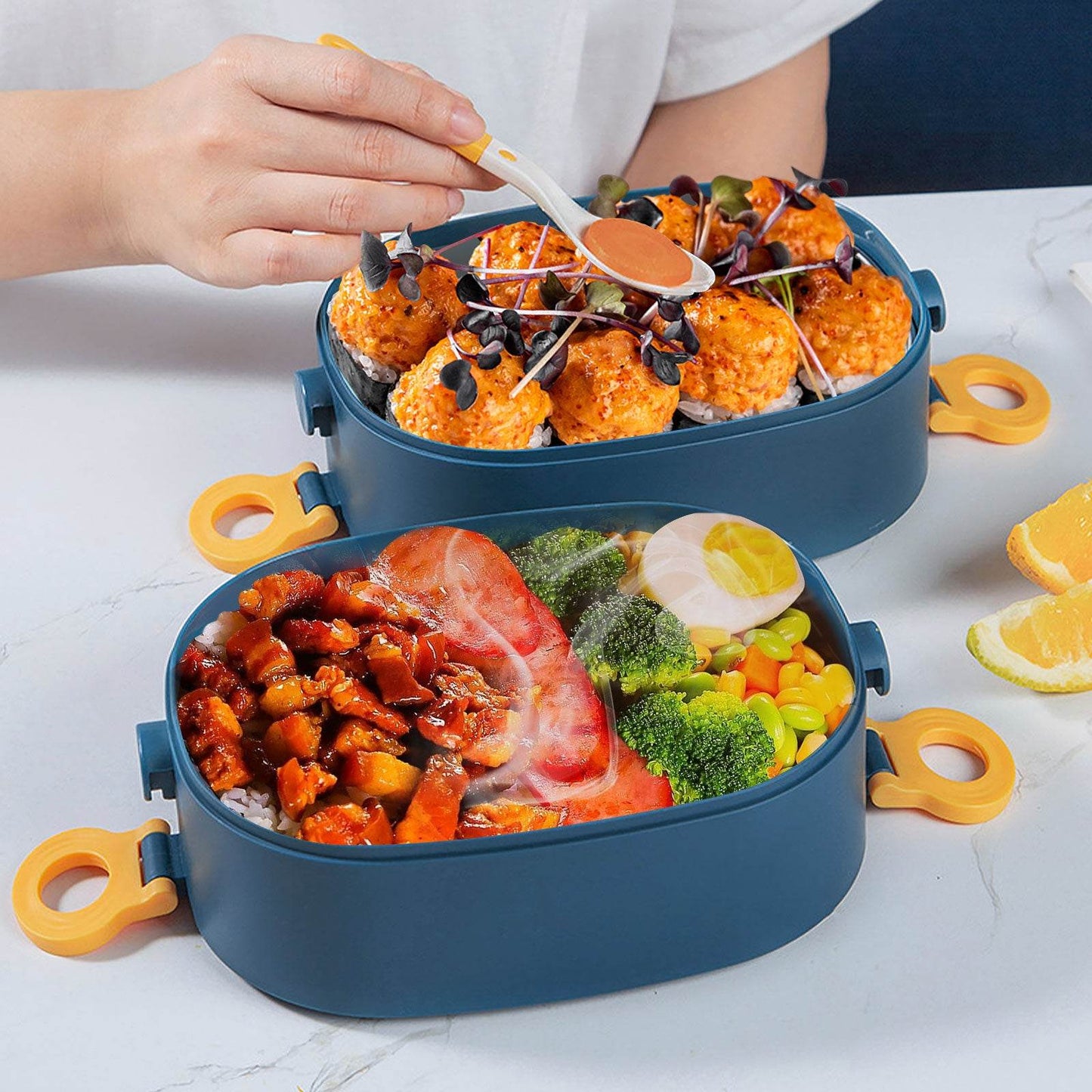 Lunch Box 2000ML 3-Tier Stackable Bento Case Sealed Leak-proof Meal Box Microwave Safe Portable Students Workers Food Container - AIAZ