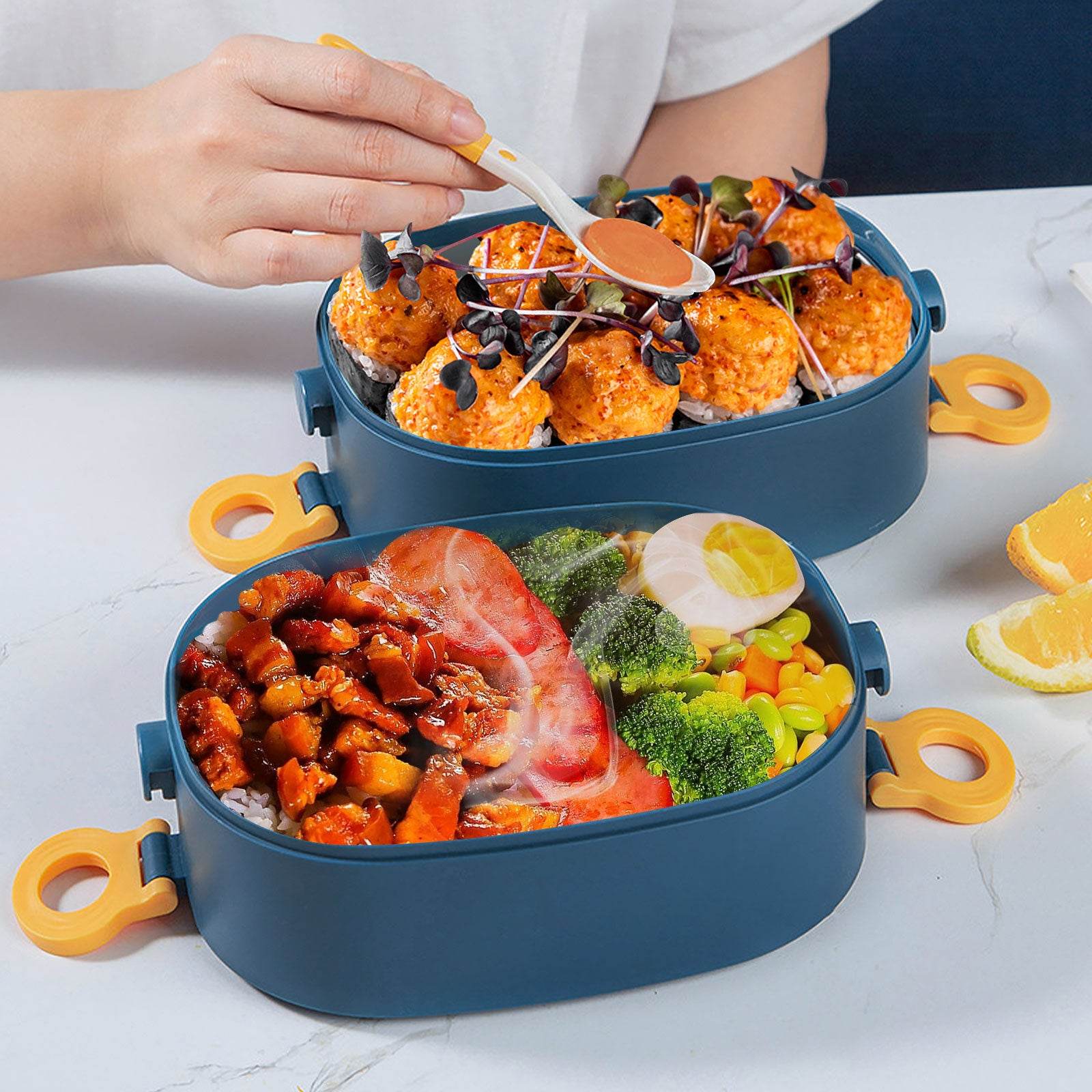 Lunch Box 2000ML 3-Tier Stackable Bento Case Sealed Leak-proof Meal Box Microwave Safe Portable Students Workers Food Container - AIAZ