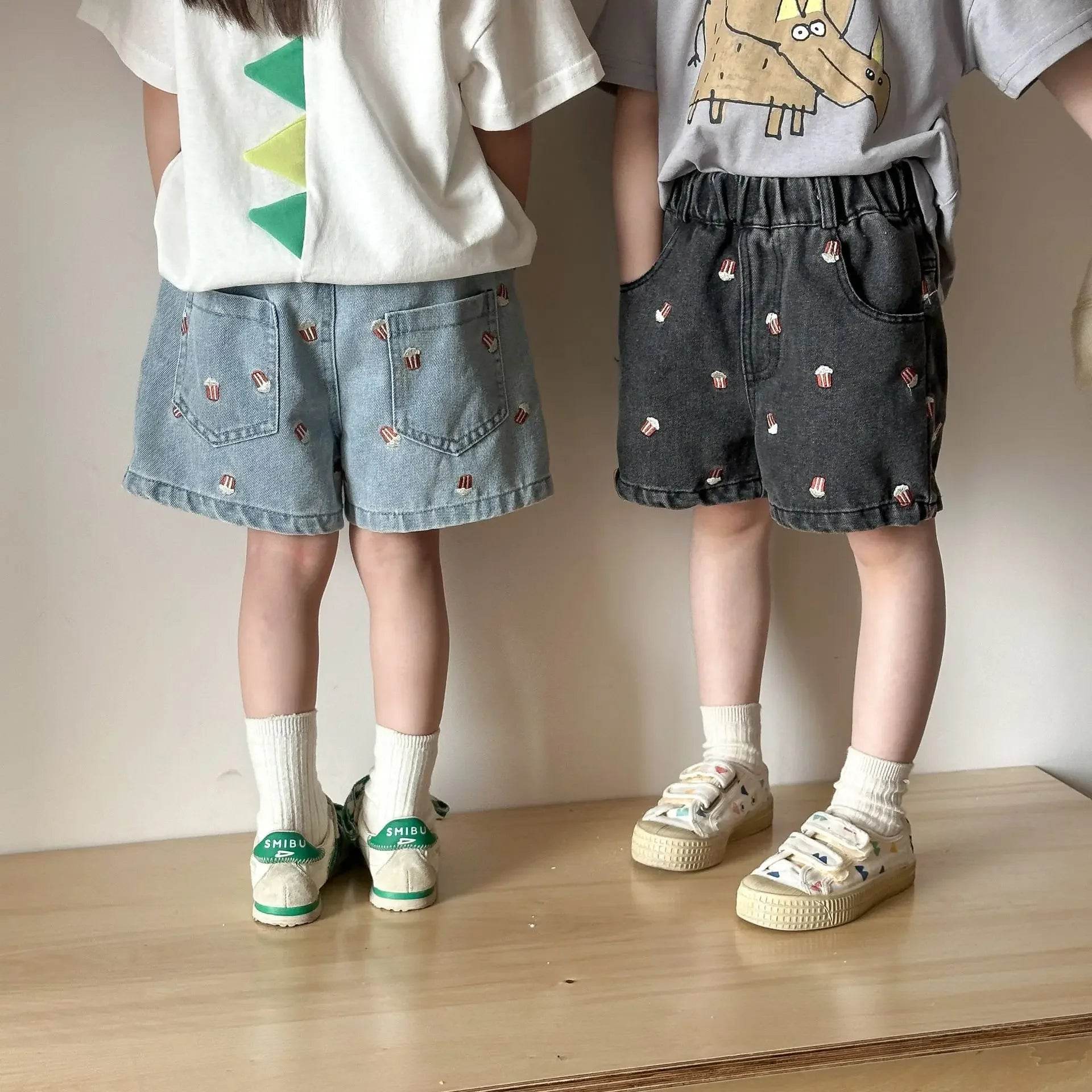 Fashion Cartoob Print Denim Kids Shorts Girls Pants Summer 2025 New Boys Summer Clothes Baby Loose Casual Pants - AIAZ