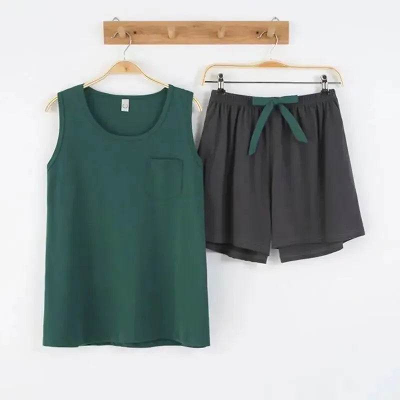 New women's pajamas set summer Cotton solid color top print shorts sleepwear Korean kawaii home clothes pijama two piece set - AIAZ