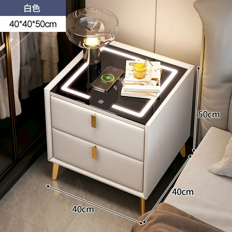 Intelligent Bedside Table Wireless Charge Three Color Night Light Bluetooth audio USB Interface Nightstands Bedroom Furniture