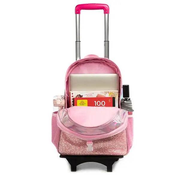 School Wheeled backpack Bag School bag with wheels Trolley Satchel bag Kids School Rolling backpack for girls School Trolley Bag - AIAZ