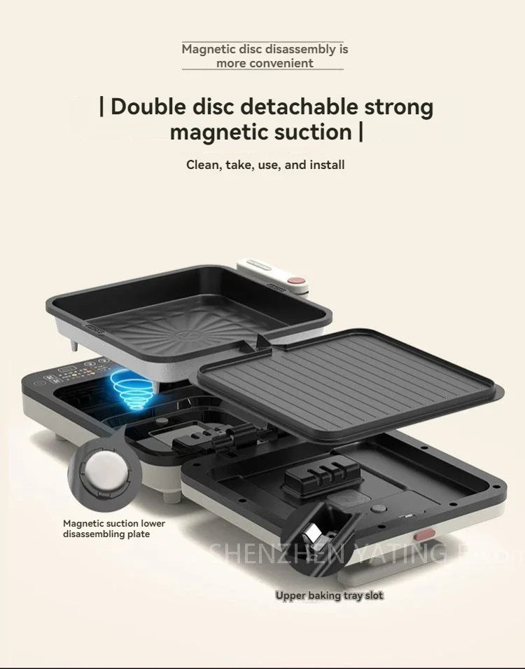 Home Appliance The Upper And Lower Plates Of The Electric Baking Pan Can Be Disassembled And Washed To Deepen The Plate