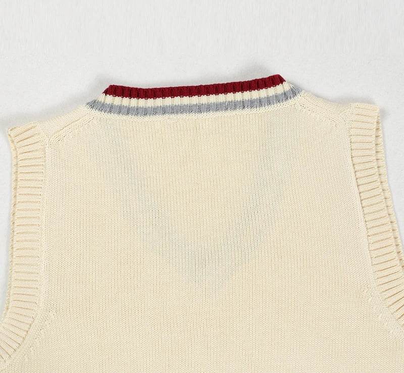 Sweater Vest Men Thicken V-neck Sleeveless Knitted Sweaters Vests Striped Retro Preppy-style Simple Chic Loose Casual All-match - AIAZ