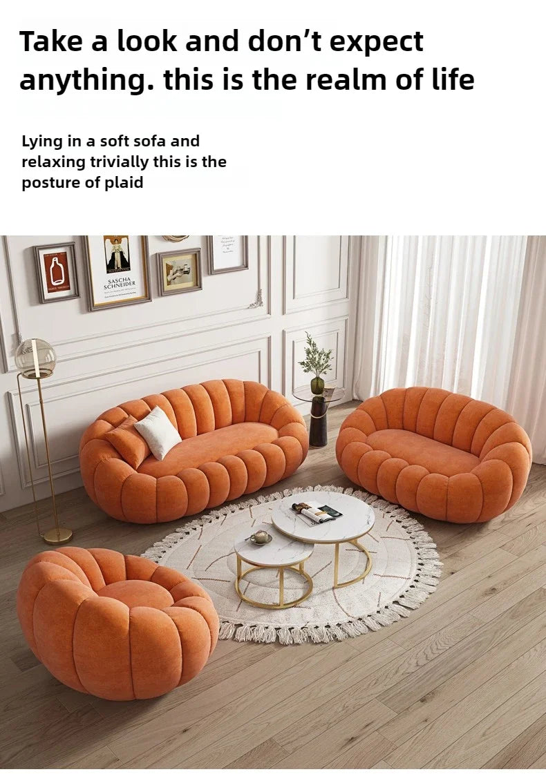 Lazy sofa that can be reclined or slept on, pumpkin sofa chair, small-sized lamb velvet fabric sofa, single sofa