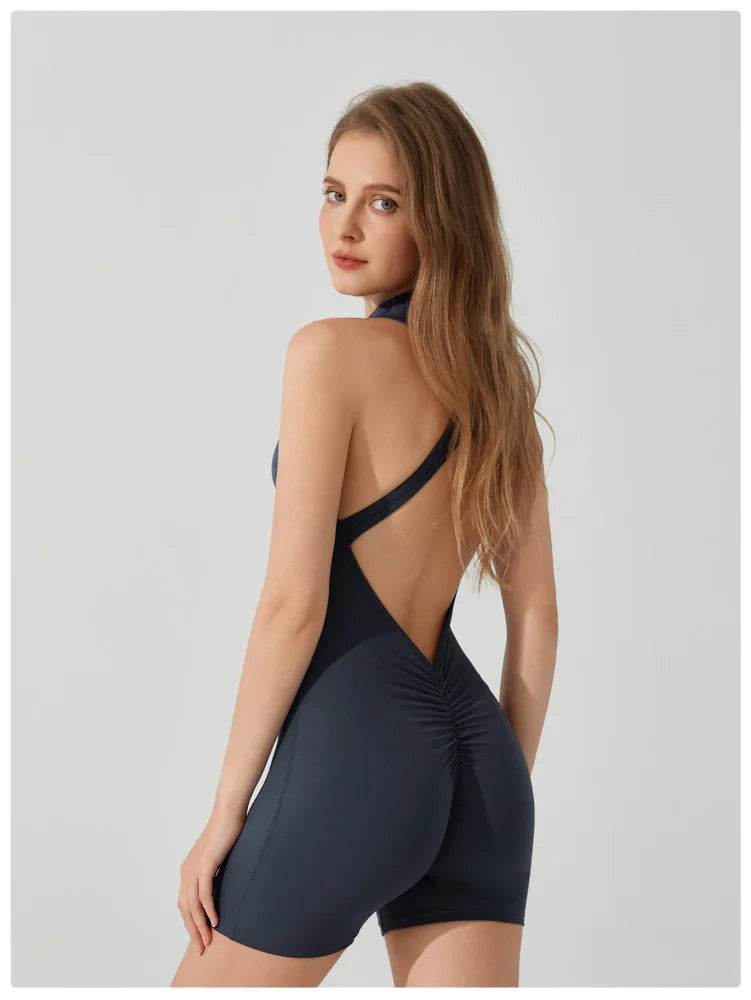 Jumpsuit woman Sexy High Back V-Cut jumpsuits for woman Yoga Peach Butt Lifting Sportswear Bodysuit Female clothing overalls - AIAZ