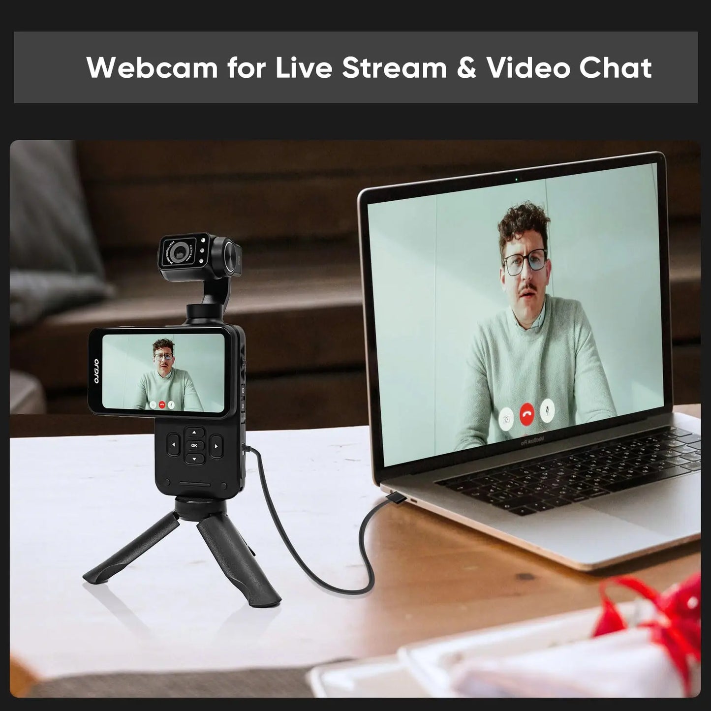 ORDRO M5 5K Action Pocket Video Camcorder Infrared IR Night Vision Big Touchscreen Vlog Camera with Tripod Remote Control SDcard