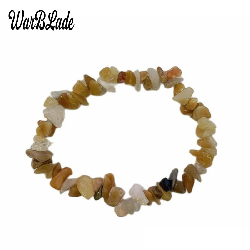 New Women Bracelets Bangles Natural Gem Stone Bracelet Irregular Stretch Chip Beads Nuggets Bracelets Bangles Crystal Wristband