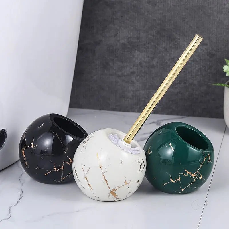 Nordic Ceramic Base Imitation Marble Toilet Brush and Holder Household Bathroom Toilet GapCleaning Supplies Bathroom Accessories
