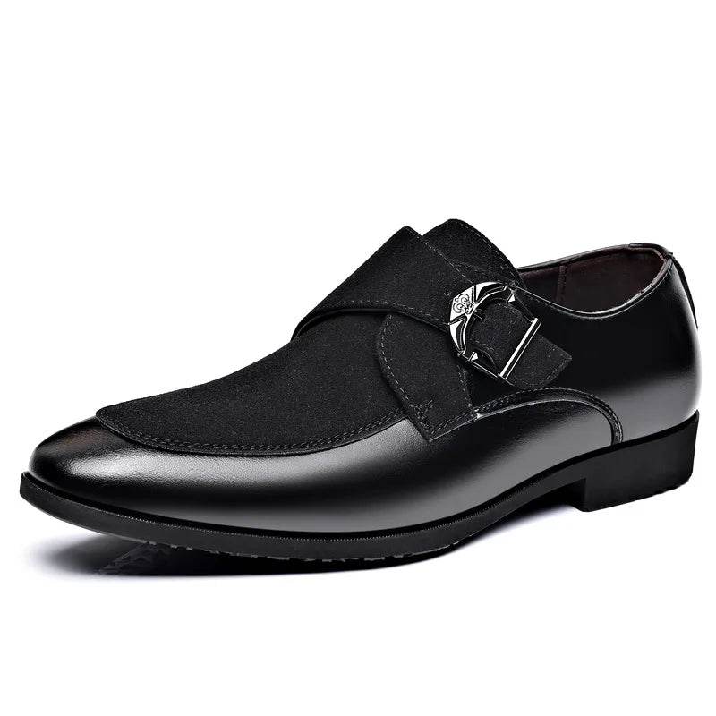 Casual Business Shoes for Men Point Toe Men Dress Buckle Shoes Luxury Men's Wedding Formal Shoes Derby Party Oxford Footwear - AIAZ