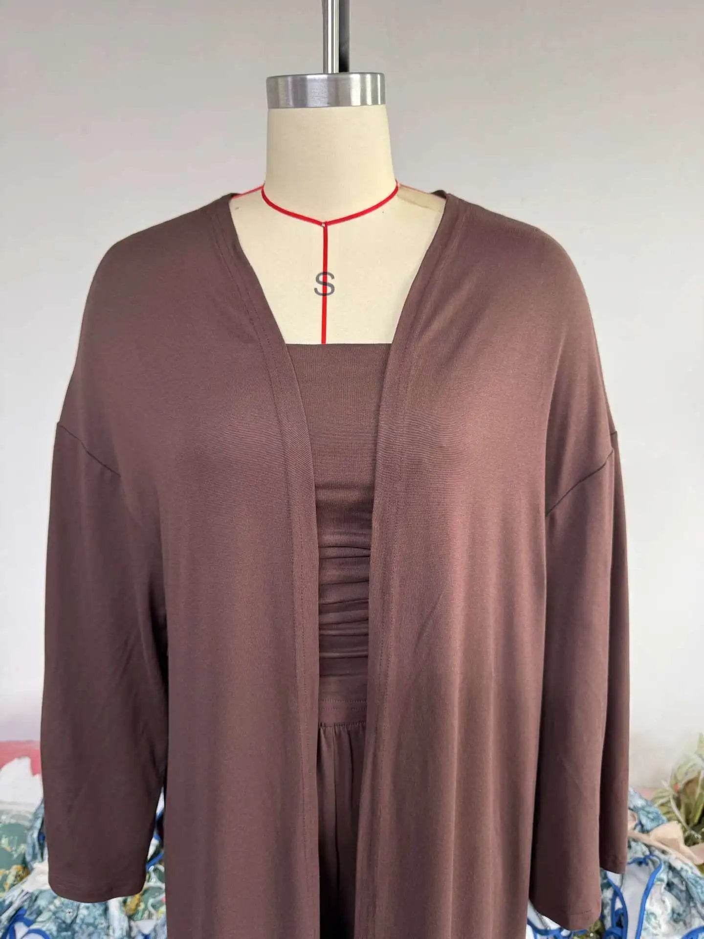 Pants Sets Women Solid Color Loose Long Cardigan Coat Tube Top High Waist Wide Leg Trousers Three Piece Set Casual Lady Suits - AIAZ