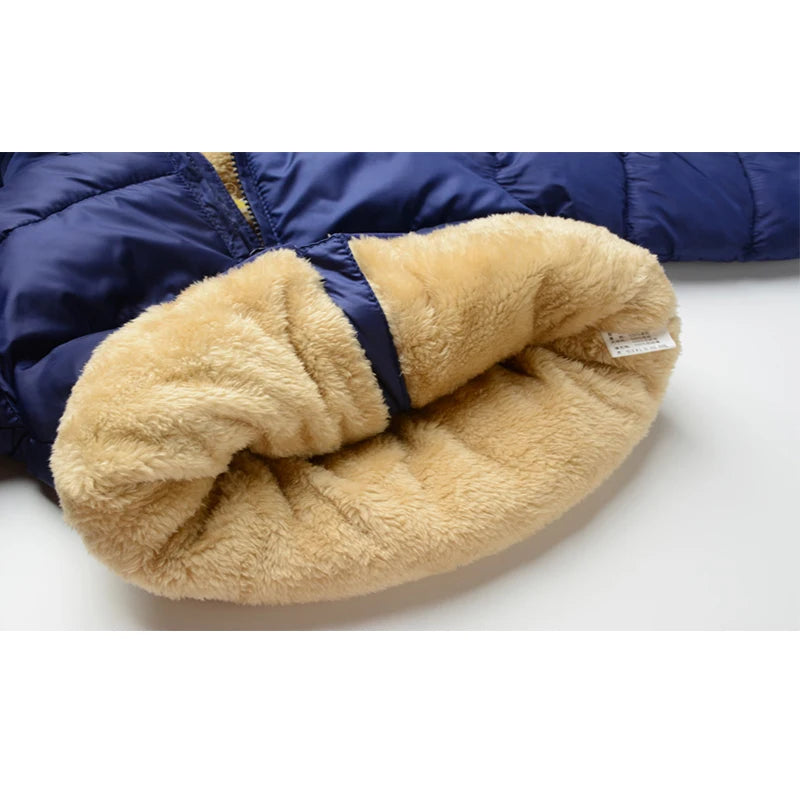 Winter Baby Kids Fleece Jacket For Children Cartoon Coats Autumn Boys Warm Hooded Down Jackets Girls Plush Warm Outerwear