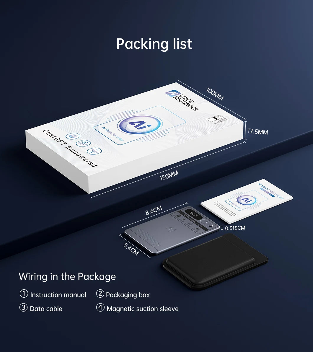 AI Voice Recorder, AI Notetaking Device for Meetings, Lectures, Calls, AI Transcription & Summarization Support 118 Languages