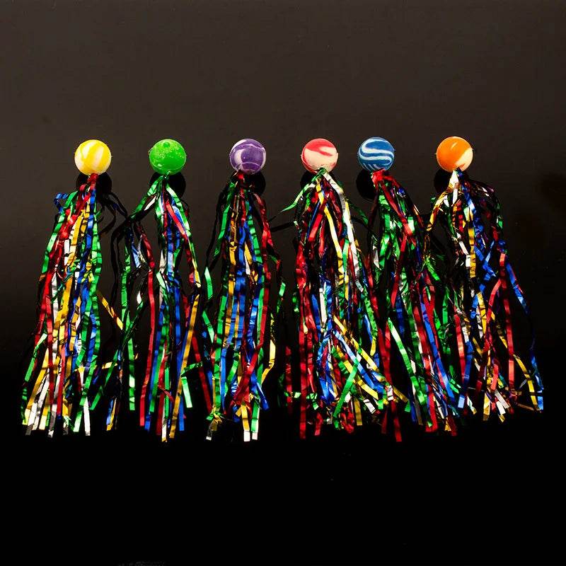 10Pcs 25mm Bouncy Balls with Colorful Streamers Outdoor Toys for Kids Birthday Party Favors Christmas Thanksgiving Pinata Gifts - AIAZ
