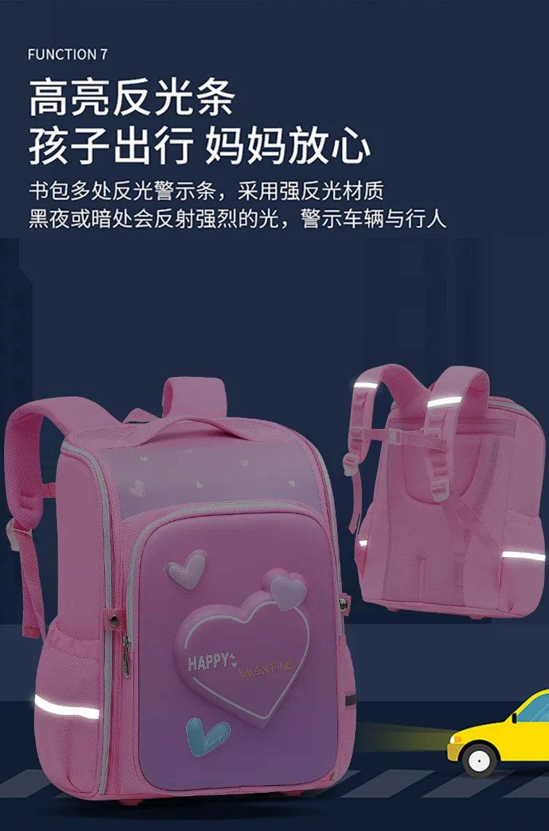 primary school bags for girls cute cartoon love heart pink school backpack student bookbag elementary school kids backpack - AIAZ