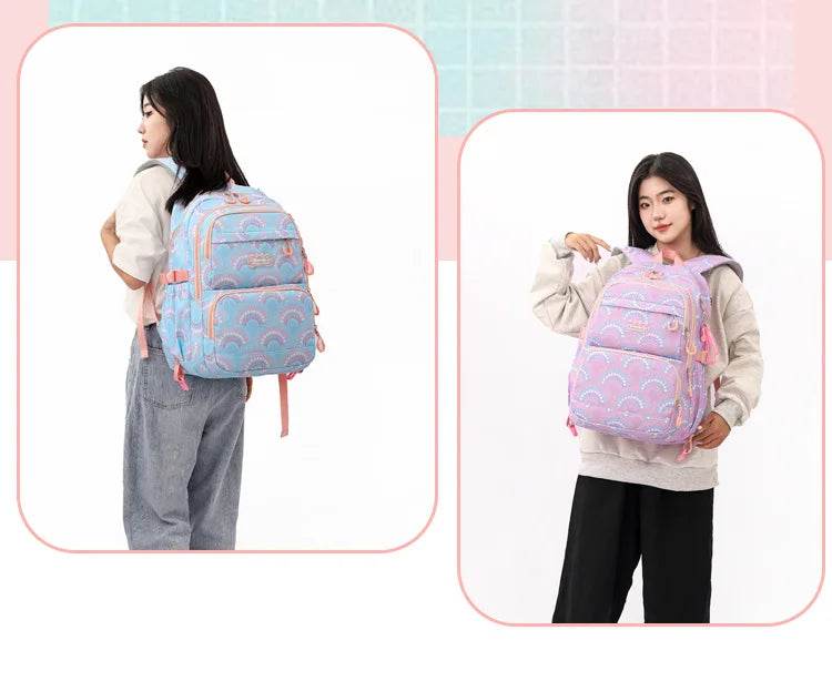 School Bags Girls Casual Travel Backpack Children Middle School Students Backpacks Business Oxford Waterproof Rucksack No Wheel - AIAZ