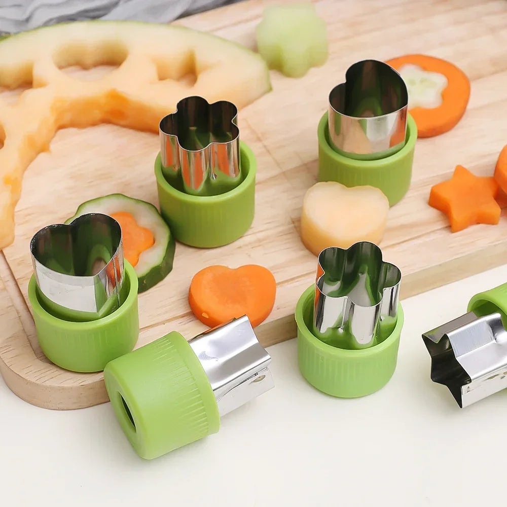 6/3PCS Vegetables Fruit Embossing Cutting Mold New Star Heart Flower Shape Stainless Steel Cutter Plastic Handle Kitchen Gadgets