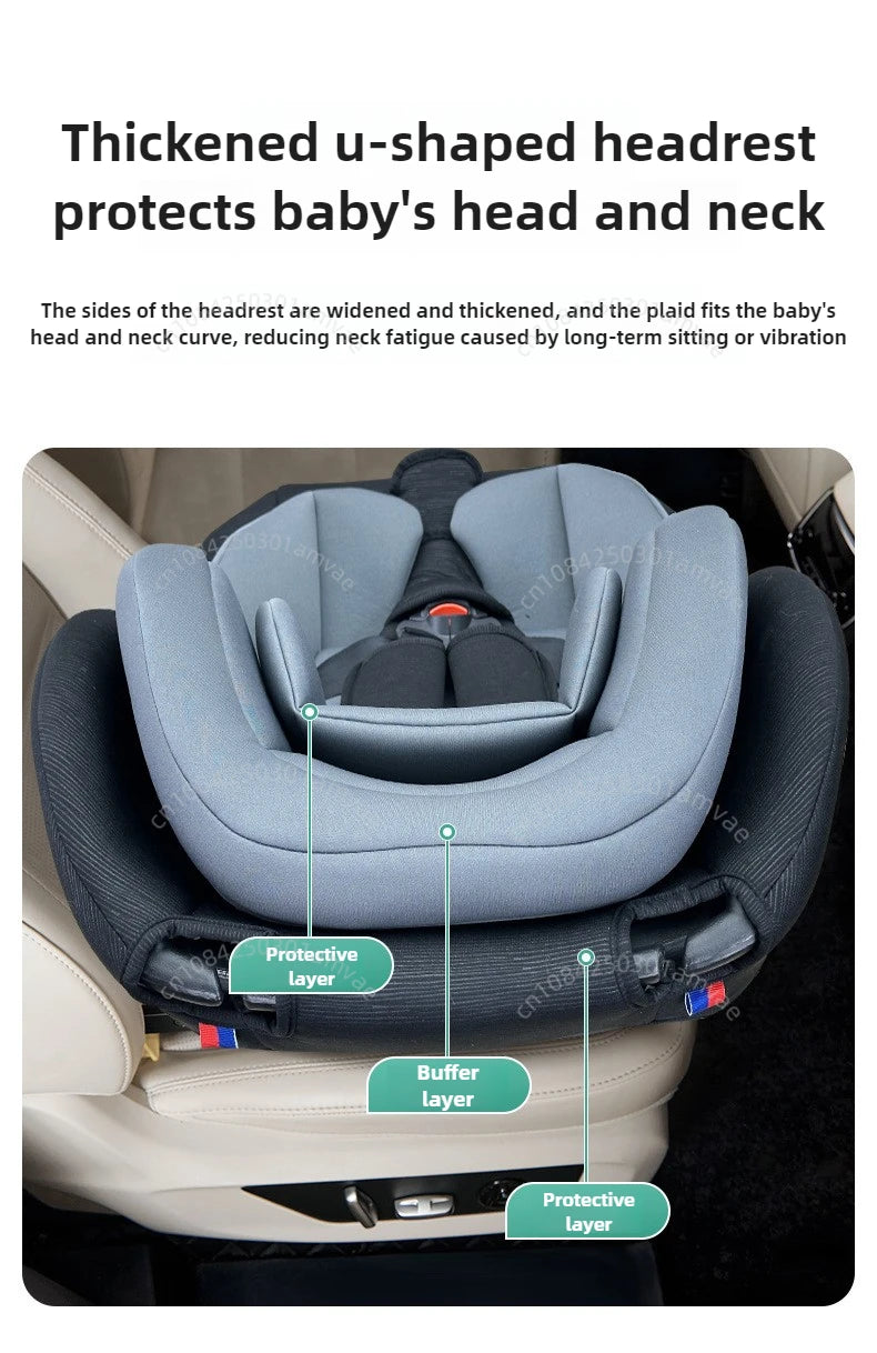 Car safety seat, 0-12-year-old growth type safety seat, ISOFIX hard interface+LATCH stability is good, preventing rollover