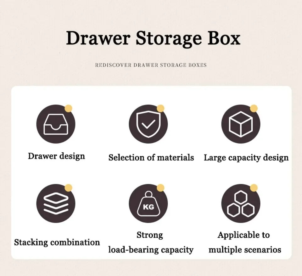 Wardrobe Storage Box High-capacity Drawer Style Stackable Container Transparent Plastic Containers for Household Use Storage