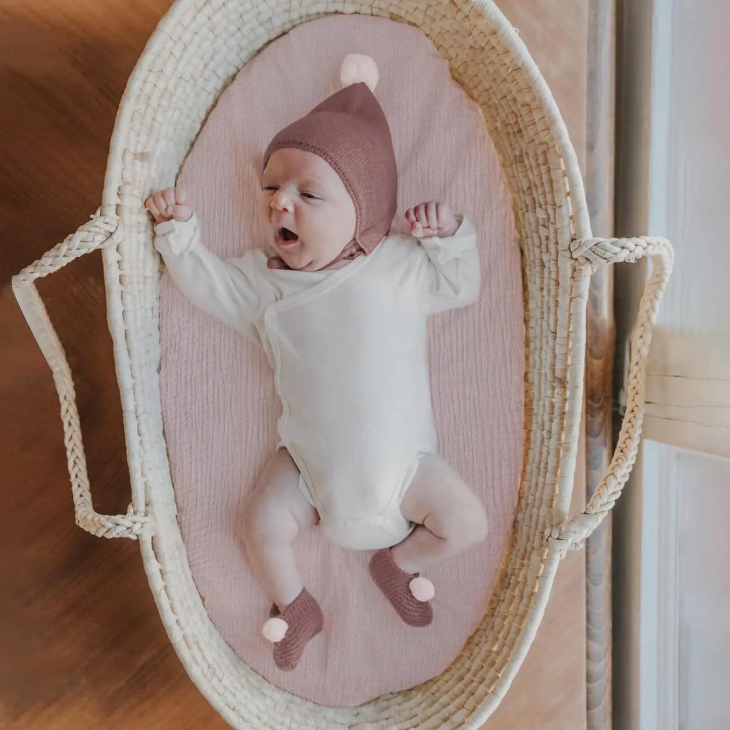 2 Pcs Baby Crib Sheets Breathable Cotton Universal Fit Solid Printing Color Bassinet Infant Bedding Fitted Sheet Sets