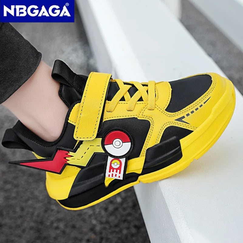 Four Season Sports Kids Cartoon Sneakers Outdoor Boys Classic Running Shoes Pu Leather Children's Walking Footwear Leisure