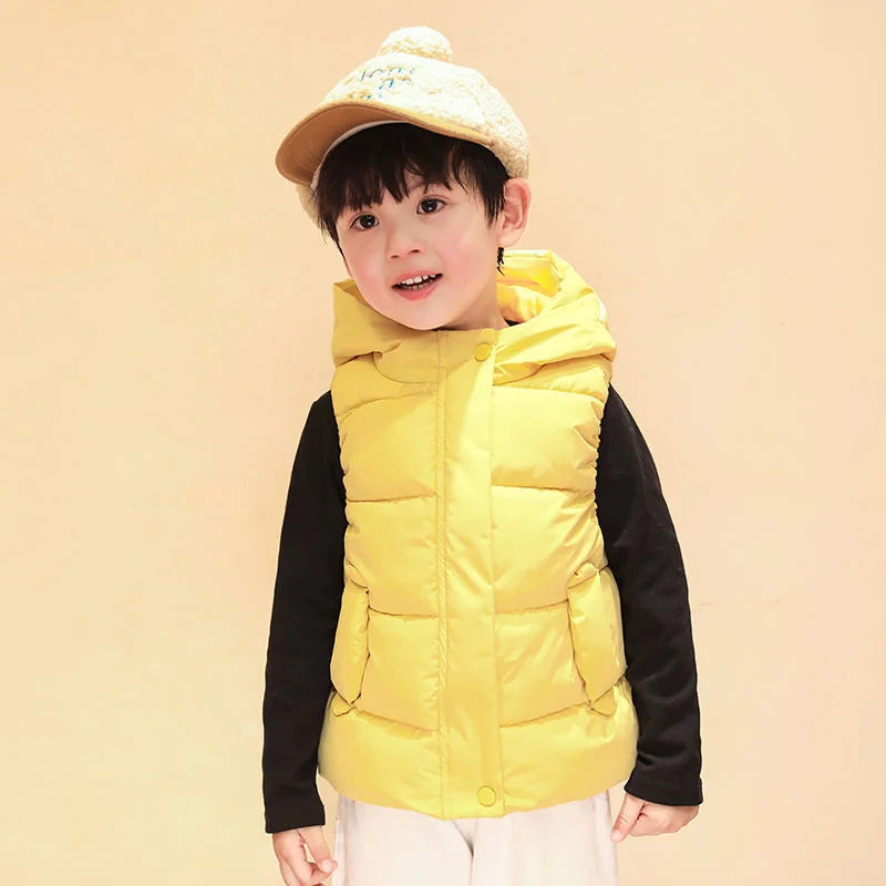 Fashion Boys Girls Hooded Warm Down Vests Autumn Winter Kids Clothing Baby Jacket Waistcoat 2023 New Children Zipper Vests