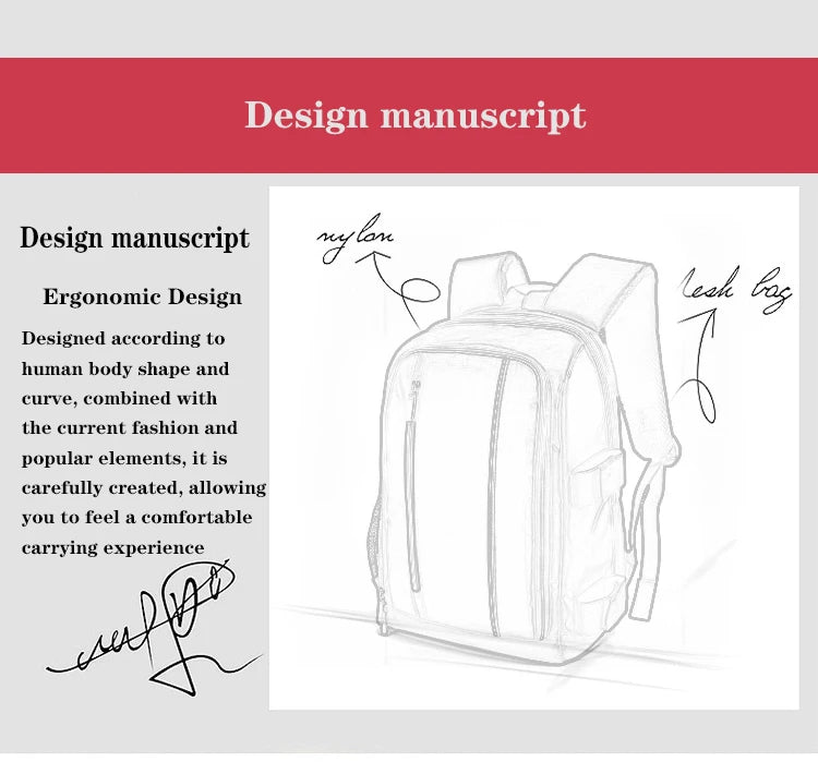 JINNUOLANG Unisex Photograph Waterproof Backpack Camera Shoulders Bags Nylon Case Fit 15.6'' Laptop Travel Outdoor DSLR  Mochila