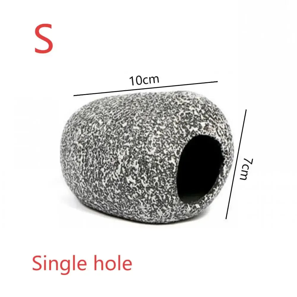 Aquarium Cichlid Stone Cave Fish and Shrimp Hiding House Breeding House Fish Tank Ceramic Decoration Fish Shrimp Breeding Device