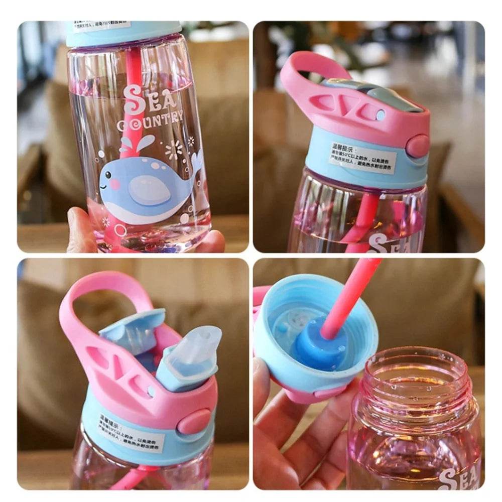 480Ml Kids Sippy Cup Water Bottles Creative Cartoon Feeding Cups With Straws And Lids Spill Proof Portable Toddlers Drinkware - AIAZ