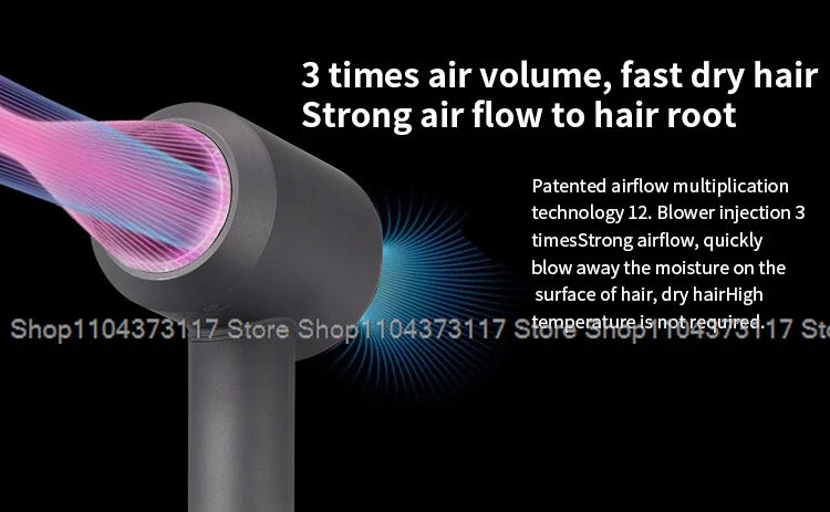 Leafless Hair Dryer New Professional With Flyaway Attachment Negative Ionic Premium Hair Dryers Multifunction Salon Style Tool