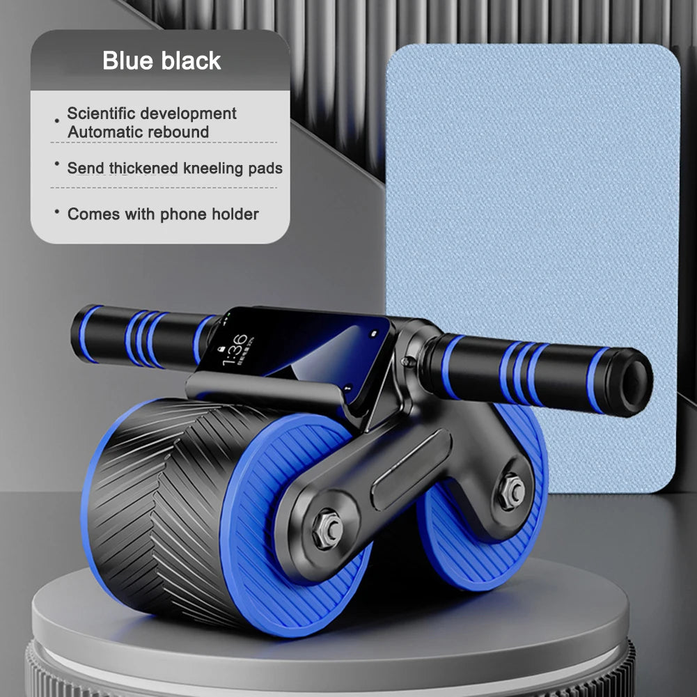 Abdominal Wheel Exerciser Dual Wheel Design Abdominal Fitness Wheel Automatic Rebound Anti-Slip for Bodybuilding Training