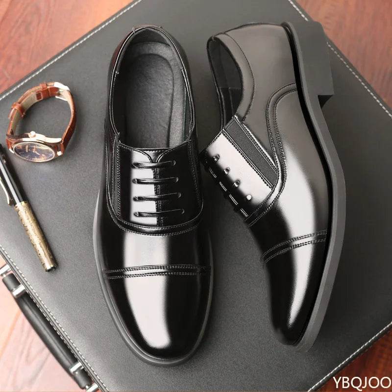Business Men's leather Shoes Fashion new formal shoe Black round toe work shoes Versatile comfortable Male flats Zapatos Homme - AIAZ