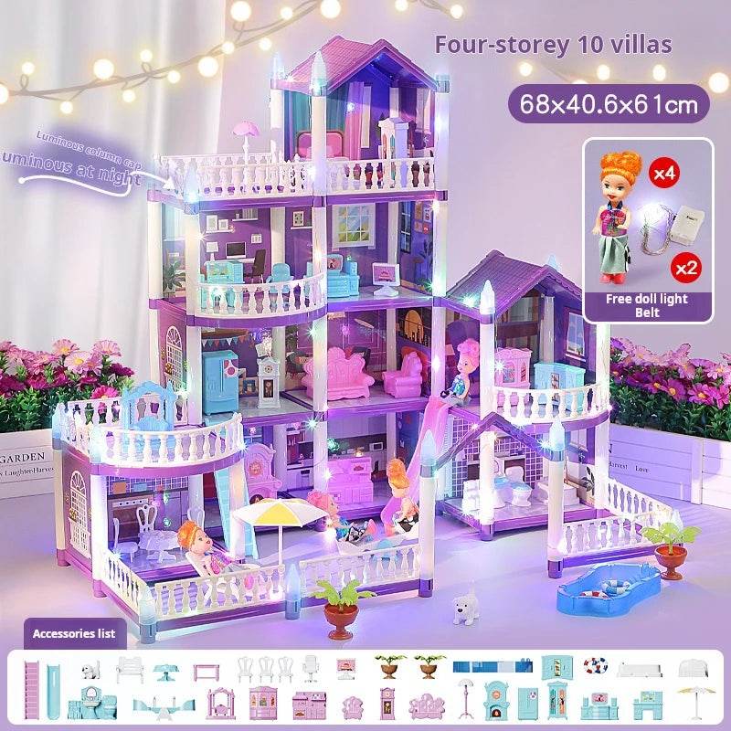 3D DIY Fantasy Princess Castle Villa Assembly Doll House Set Toys, Girls Home Toys & 3D Kids Toys - AIAZ