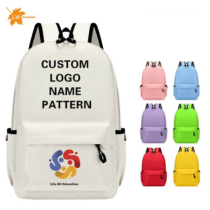 Personalized School Bag Custom Logo School Backpack Training Class Gift School Name Pattern Elementary school backpack wholesale - AIAZ