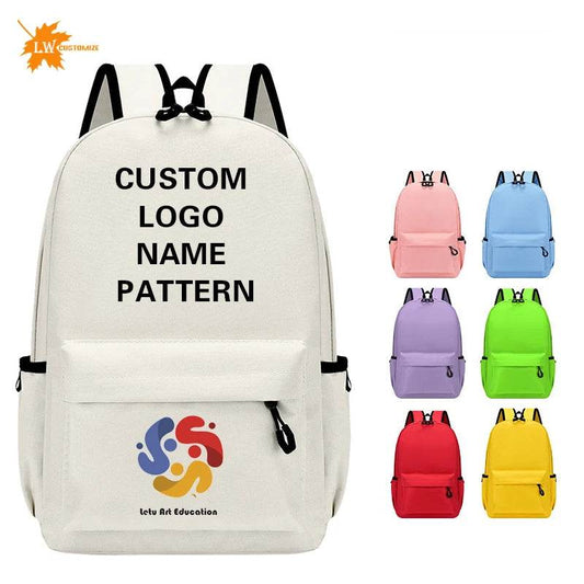 Personalized School Bag Custom Logo School Backpack Training Class Gift School Name Pattern Elementary school backpack wholesale - AIAZ