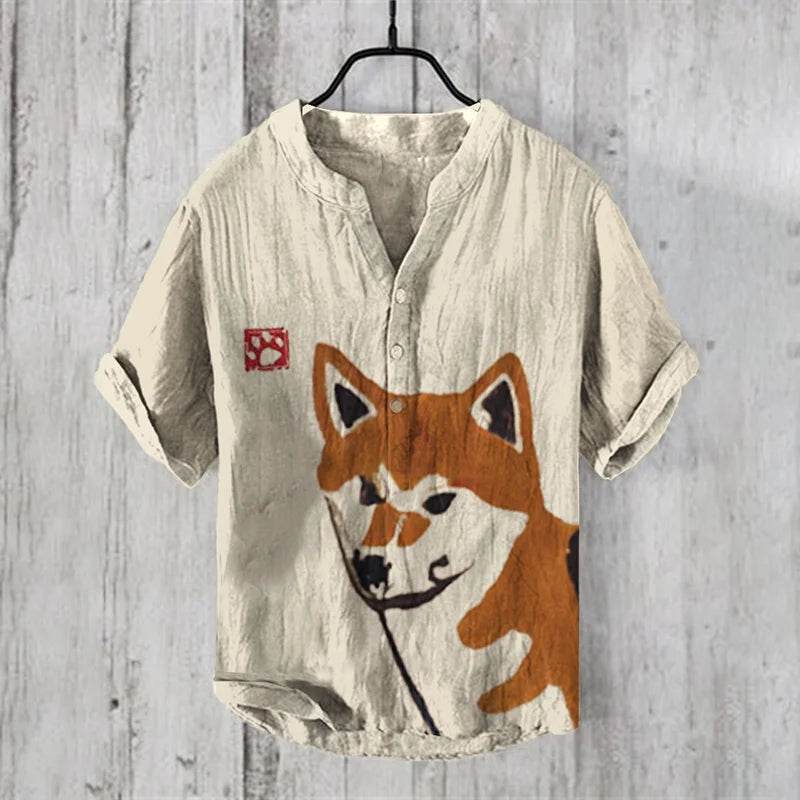 Men Clothes Offer Henry Shirt Mens Clothing Vintage Clothes Tops Short Sleeve Men's Clothing T-shirts Casual Comfortable Summer - AIAZ