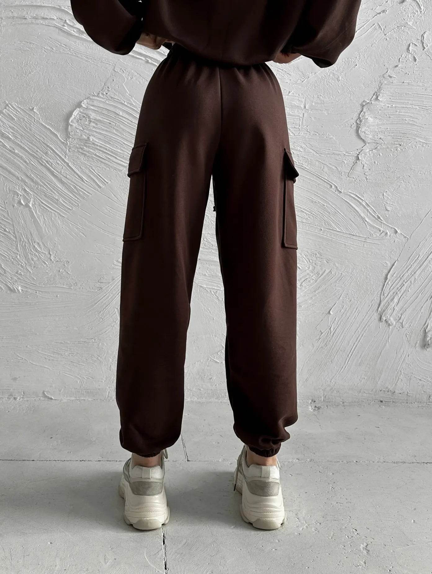 Hoodies Suit Winter Autumn Solid Casual Tracksuit Women Fleece 2 Pieces Set Sports Sweatshirts Pullover Jogger Sweatpants Outfit - AIAZ