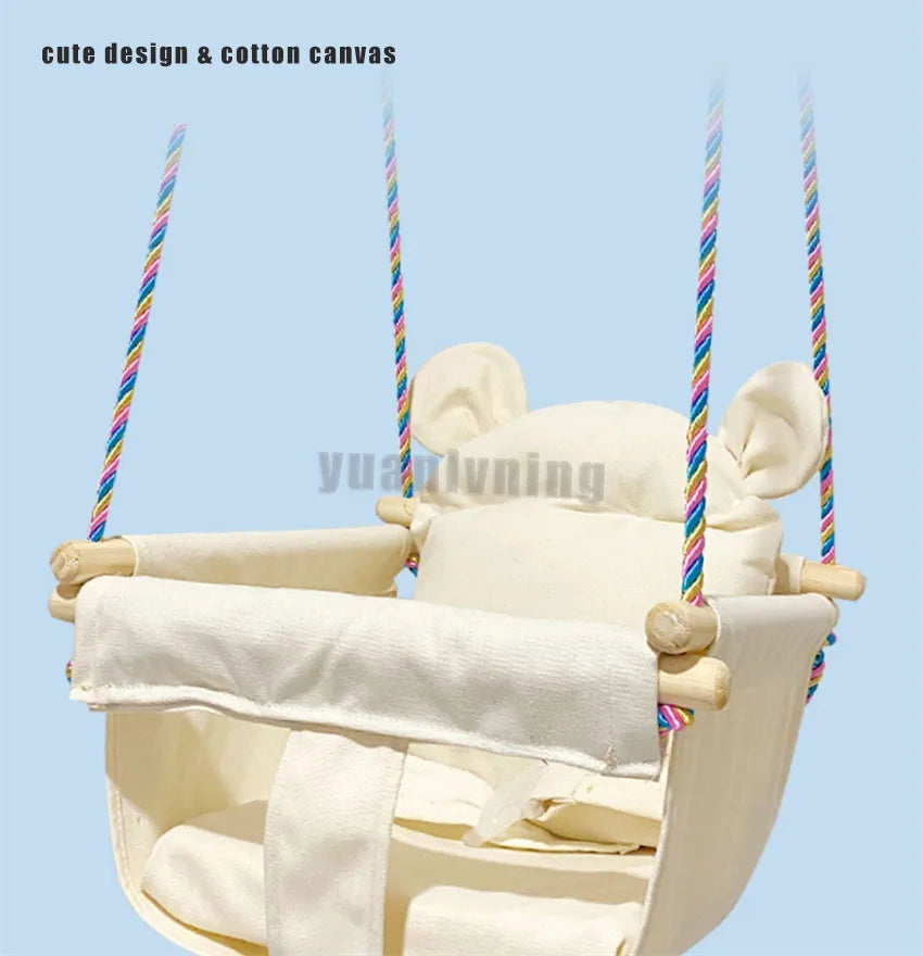 Kids Swing Portable Ceiling Suspended Chair With Seat Cushion Kids Baby Children's  Hammock with Safety Belt For Kids Babies
